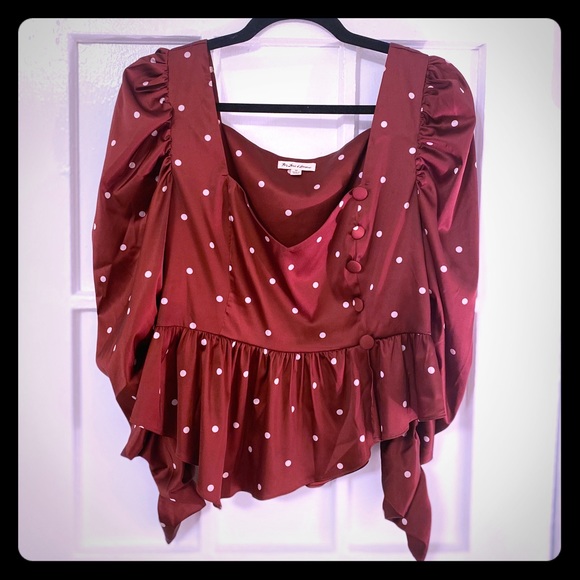 For Love and Lemons Square Neck Polka-Dot Blouse - Picture 1 of 7